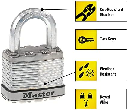 Master Lock M5XT Magnum Тежкотоварни Външен Окачени заключване с ключ и 2 Комплекта с Еднакви ключове