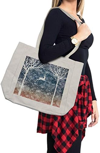 Чанта за пазаруване Ambesonne с надпис Коледа е най - прекрасното време на годината и Снежинками, Дългогодишна
