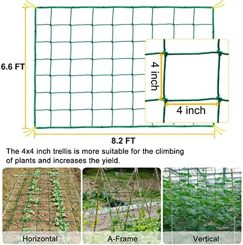 Градински Решетчатая окото MELOHO за Увивни растения на открито, 6,6x8,2 Крака, Растителна мрежа за краставици, Домати,