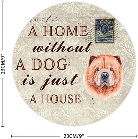 Забавна Метални Табели с Куче, Къща Без Куче - това е просто Къща, Кръгла Антични Закачалка за домашни Кучета, Метална Художествена
