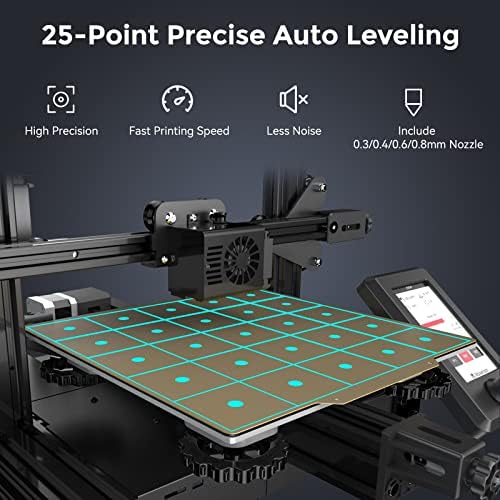 3D принтер Voxelab Aquila X3, 3D-принтер FDM с 25 точки точна автоматично нивелиране, Максимална скорост 200 мм/с,