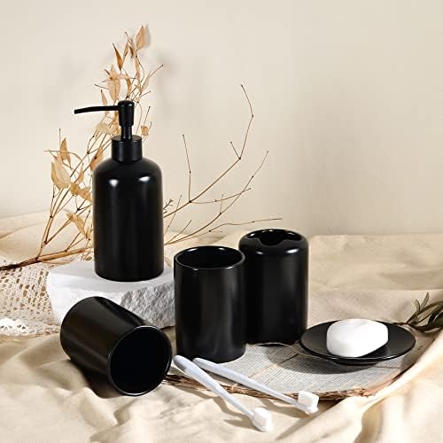 Колекция от керамични аксесоари за баня, Черен Керамичен комплект от аксесоари за баня В комплект, Комплект