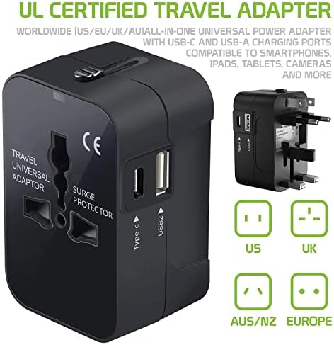 Международен захранващ адаптер USB Travel Plus, който е съвместим с Maxwest TAB 7160DC за захранване на 3 устройства