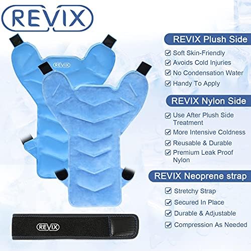 REVIX Голям пакет с лед за наранявания на рамото и гърба Еднократна употреба и Гел Ледена превръзка от неопрен за налагане