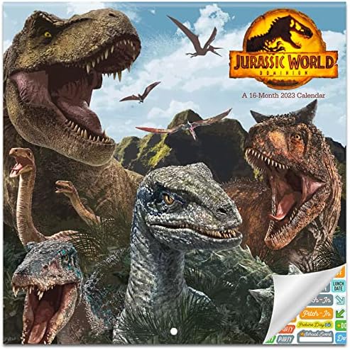 Календар на Jurassic World Dominion на 2023 година - Подаръчен комплект мини-календари Jurassic Светът на 2023 година с повече от 100 стикери-календари (подаръци в Парка Джурасик парк, к