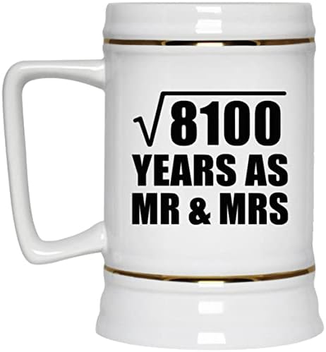 Начертайте на 90-годишнината На Корен Квадратен от 8100 години под формата на г-н и г-жа Керамична Чаша за бира