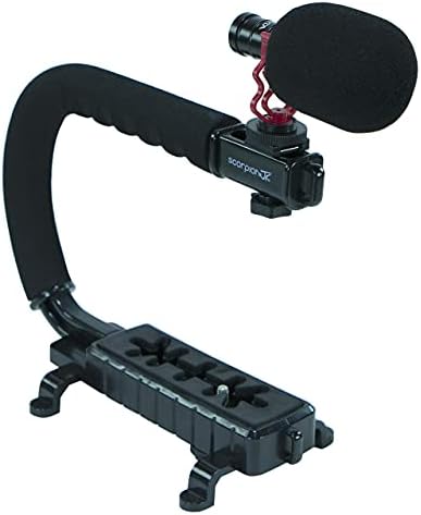Стабилизатор на камерата Cam Caddie Scorpion Jr с Комплект микрофони VEYDA Universal Video Shotgun - Черен
