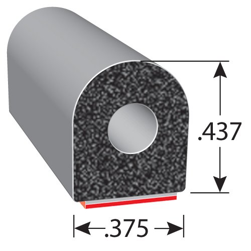 Покритие-D-Образна гумено уплътнение Лок (толстостенное) – Височина 0,437 инча, Ширина 0,375 инча, дължина 25 метра – Пенополиуретановое
