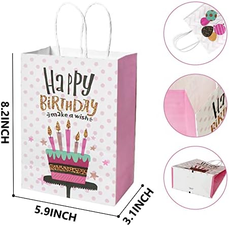 Pasisor 24 опаковки, Малък Готов Подарък пакет честит Рожден Ден, Сладък Хартиени торби за партита с дръжки на Едро