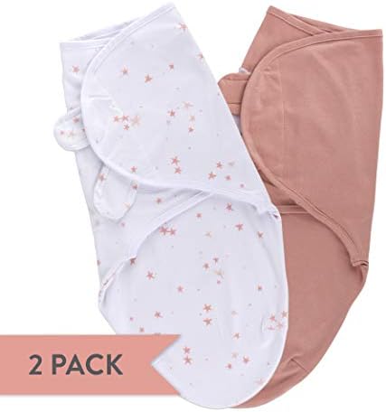 Ely's & Co. Регулируема детско пеленальное покривки, 2 опаковки от памук за момичета от 0 до 3 месеца (Лилаво-розови