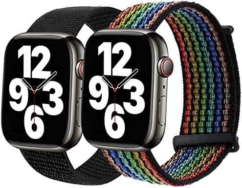 Съвместим с Apple Watch Rainbow Band, найлонови каишка Pride iWatch 38/40/41 мм и 42/44/45/49 мм, джапанки с обков-панти за