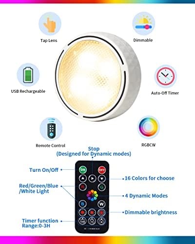 Стенни аплици Dexnump, захранван с батерии, Комплект от две, 16 цвята RGB, Акумулаторна Стенни осветителни тела с дистанционно