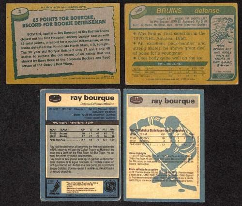 1980 Topps Ray Bourque G / VG партия от 4 картички с разлики 1981 O-Pee-Chee D79793 С оценката G / VG - Хокей карта, без