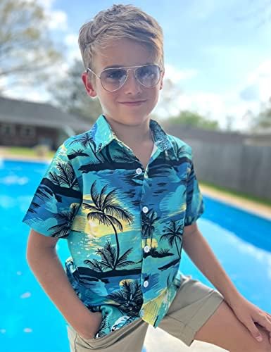 Хавайска Риза с 3D Принтом за Малки и по-Големи момчета UNICOMIDEA, Рокля-риза с копчета Алоха, от 3 до 14 години