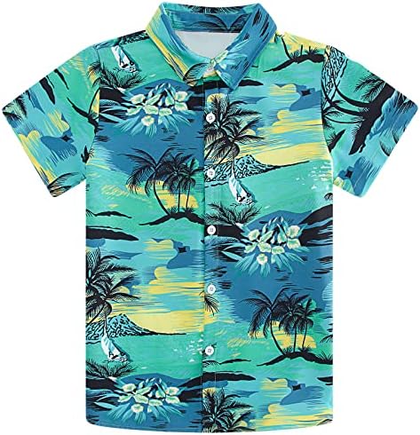 Хавайска Риза с 3D Принтом за Малки и по-Големи момчета UNICOMIDEA, Рокля-риза с копчета Алоха, от 3 до 14 години