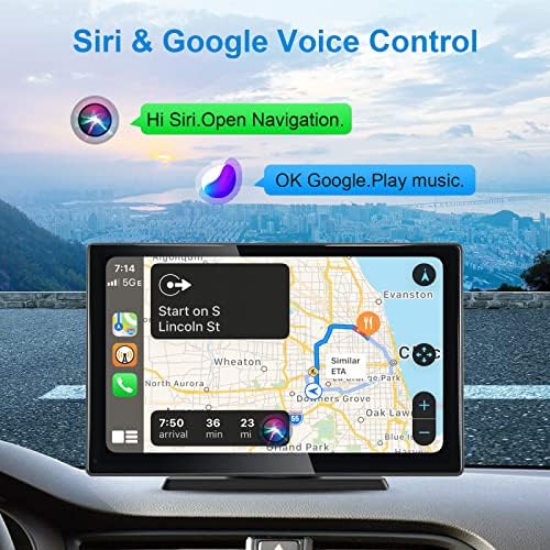9-Инчов Преносим Авто Стереосистемный Безжичен Радиото в автомобила CarPlay Wireless Android Auto сензорен екран с Bluetooth
