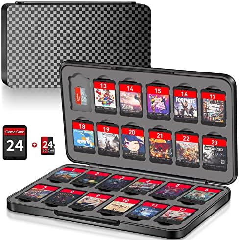 Държач за игра кейса Switch с 24 слота за касети и 24 отделения за съхранение на карти Micro SD, Тънък Преносим