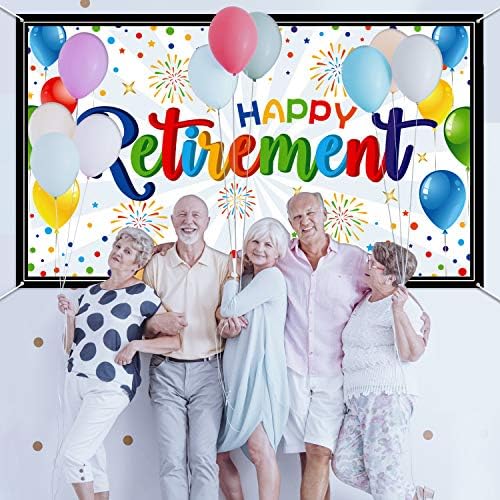 Украса за Парти в чест на Щастливия пенсиониране Гигантски Цветни Банер за Пенсиониране Фон За Фотосесия Фон за Пенсиониране Тематични Вечерни Аксесоари