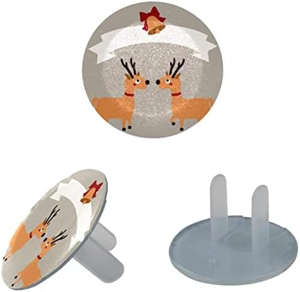 Капачки за контакти (12 бр.), Защитни Капачки За защита на електрическото оборудване От удари Сладък Коледен Елен