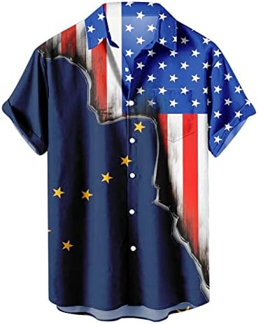 Мъжки Патриотични Ризи с Флага на сащ 4 юли, Солдатские Тениска, Риза с копчета и Къс ръкав, Тениска Солдатская