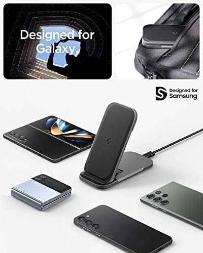 Spigen [Предназначени за Samsung] Чи Flex True 15 W Сверхбыстрое безжично зарядно устройство със зарядно устройство USB