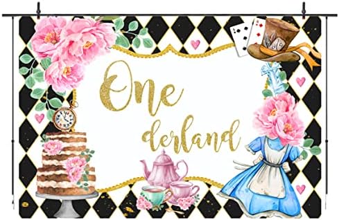 Onederland 1-ви Рожден Ден на Фон за Момичета Страната на Чудесата Течен Фон За Снимки Момиче Розово Цвете Украса за Торта