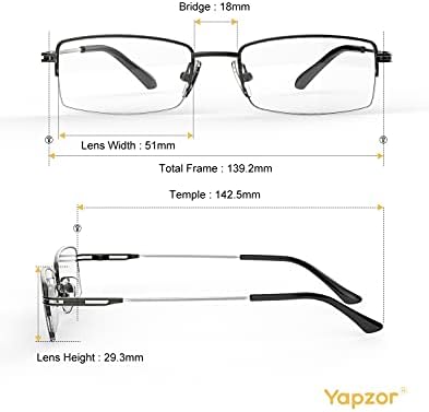 Yapzor Компютърни Очила, Блокиране на Синя Светлина, Квадратни, Анти-Стрес за Очите/UV/Отблясъци, Филтър Синя Светлина, Слот