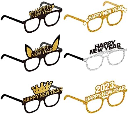SWYOUN 12ШТ 2023 Блестящи Картички Очила честита Нова година Очила Вечерни Подпори За Фотосесия
