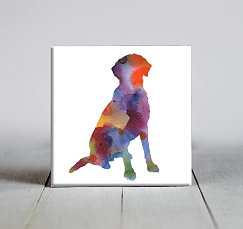 Абстрактна декоративни плочки за кучета порода Чесапикский залив, ретривър, акварельное изкуството (6 X 6 в рамка)