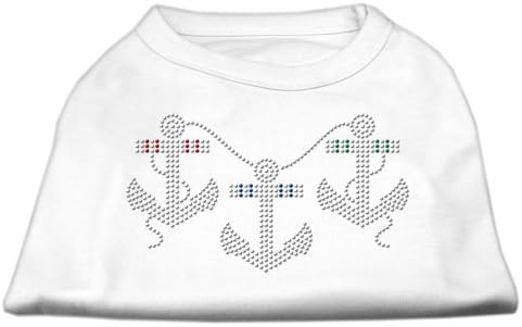 Mirage Pet Products 8-Инчов Тениска с Котви от Планински Кристал за домашни любимци, X-Малък, Бял