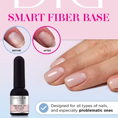 DIDIER LAB - Базов слой гел-лак за нокти premium Smart Fiber Млечно Розово - Средство за укрепване на ноктите