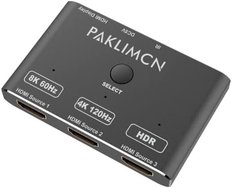 HDMI превключвател 2.1, 8K 2in1out 3 в 1 Out Високоскоростен държащ ключа HDMI 8K 48 gbps, поддържа 8K при 60 Hz 4K при 120