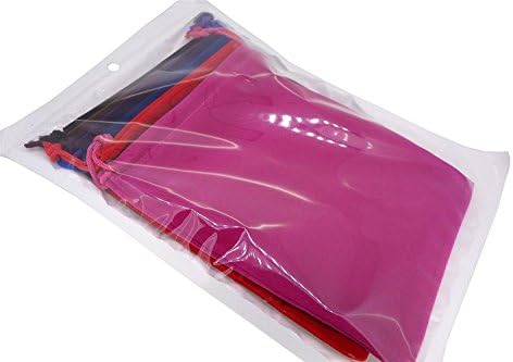 Опаковка от 6 Мешочков от плюшено кадифе в различни цветове с Завязками за Подарък за опаковане на бижута, 15x20 см