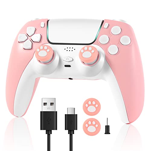 Безжичен контролер Tisediwer за Playstation 4, Ps3, компютърни игри, Switch, IOS и Android Розов