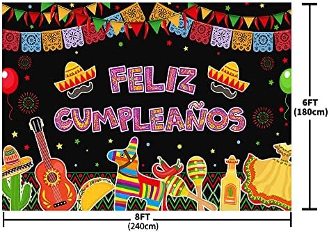 Sendy 8x6ft Фелиз Кумплеаньос Фон Мексиканска Фиеста честит Рожден Ден Украса За Парти Доставка на Балони С Кактуси Мексико