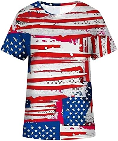 Блузи за Жени, добре облечени Ежедневни Тениска с Американския Флаг, Летни Ризи с Цветен Модел, Блуза, с Къс Ръкав, Туника