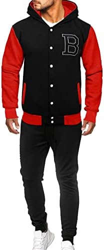 UBST, Мъжки Спортни костюми в стил Мозайка, Ежедневни Блузи с качулка, копчета с Цветен Блок, Бейзболни, Спортни