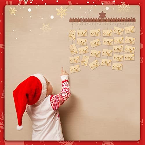 52 Бр. Дървена Коледен Адвент-Календар, Набор от Календари за Обратно Отброяване Коледа, Wooden Коледен Календар с Конвертами