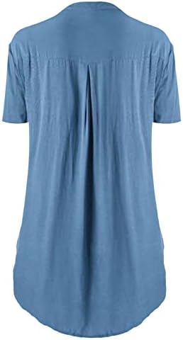 NOKMOPO/ Дамски Ризи Размер Плюс, Модни Свободна Ежедневни Лейси Тениска с V-образно деколте и дълъг ръкав, копчета
