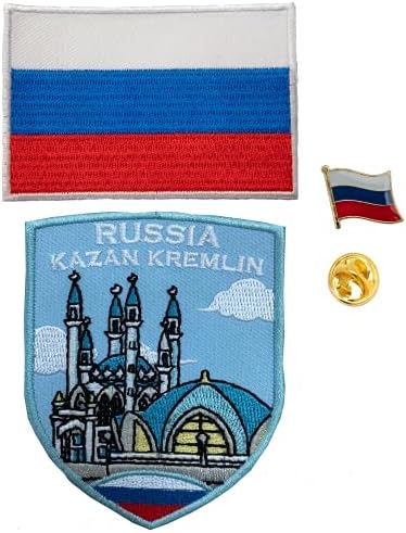 A-ONE -Казански Кремъл, Флаг на Страната на Русия, Желязо нашивка + Бродирана Флаг на Русия, Пришитая Апликация