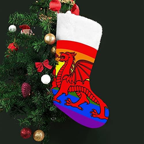 Флаг Уелс, Розово-Червени Коледни Празници Чорапи, Украса за Дома, Коледна Елха, Висящи Чорапи за Камината