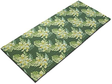 Кърпа за Тропически подложка за йога Ambesonne, Зелен Модел с Екзотични цветя и листа, Лятна Тема партита Aloha Hawaii,