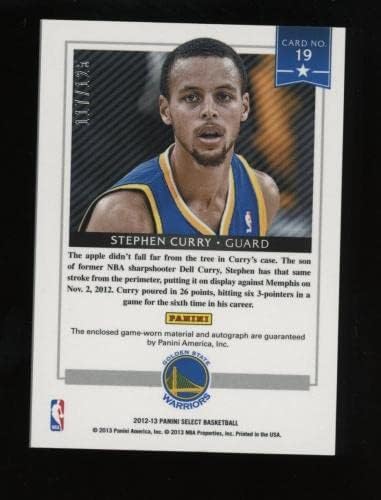 2012-13 Панини Select Stars Стивън Къри Подписа Фланелка AUTO GU 117/125 - Използваните тениски НБА с автографи на играчите