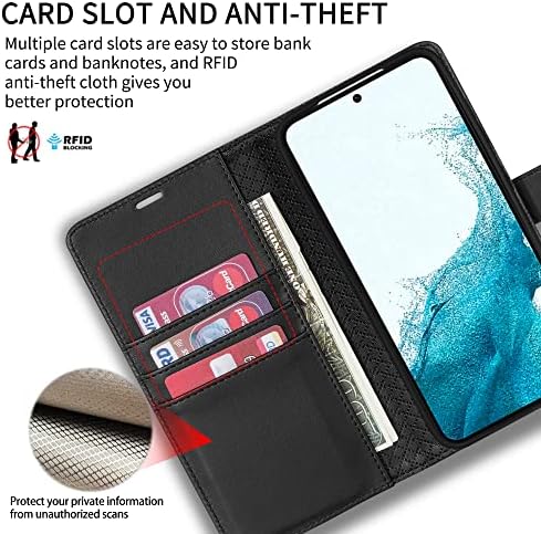 Neiye е Съвместим с Samsung Galaxy S23 + Plus, една чанта-портфейл с RFID заключване, отделение за карти, Поставка, Магнитна