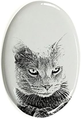 Арт Дог Оод. Шартър, Овално Надгробен камък от керамични плочки с изображение на котка