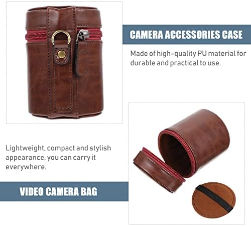 VALICLUD Рефлексен Фотоапарат Чанта за обектива на Камерата Кожена Чанта За Притежателя на Обектива на Камерата