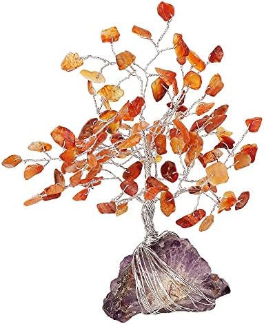 Естествено Сердоликовое Кристалното Дърво с Аметистовой в основата, С Лечебни свойства, Пари Дърво Бонзай Фън Шуй за