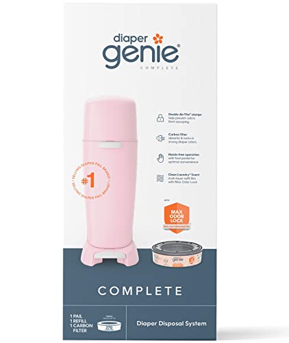Кофа за пелени Genie Complete (rose) със защита от противомикробного мирис | Включва 1 кошчетата за памперси,