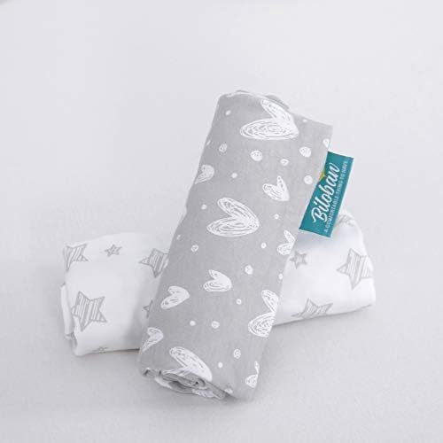 Памучни кърпи за бебешко креватче 4moms Breeze Plus, Дишащи и Небето-Меко, с принтом като сиви сърцата и белите