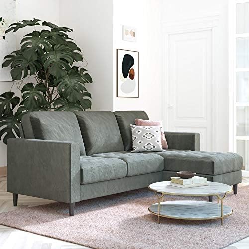 CosmoLiving от Cosmopolitan Cosmoliving Strummer, разтегателен секционни диван-разтегателен диван, светло сиво
